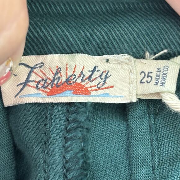 Faherty Women Pants 25 Green Patch Pocket Wide Leg In Sea Moss Stretch Comfort - Picture 2 of 10